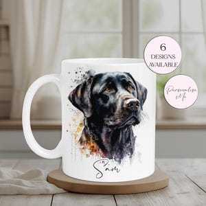 Personalised Black Labrador Mug and Coaster Set – Dog Lover - Lab Coffee Cup.