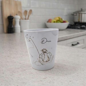 Fishing Memorial Plant Pot, Pen Pot, Makeup Brushes Holder - Handcrafted Personalized Tribute To That Special Someone Who Loved to Fish