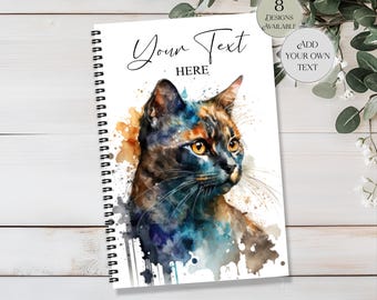 Personalised Cat Notebook – Cat Lover Gift Journal – Cute Cat Spiral Notebook – Pet Lover Journal – Cat Mom Gift –  Cat Writing Notebook