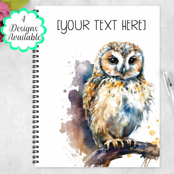 Love Owls : beau carnet A5/A4 aquarelle chouette - Le carnet parfait pour elle avec 4 motifs uniques