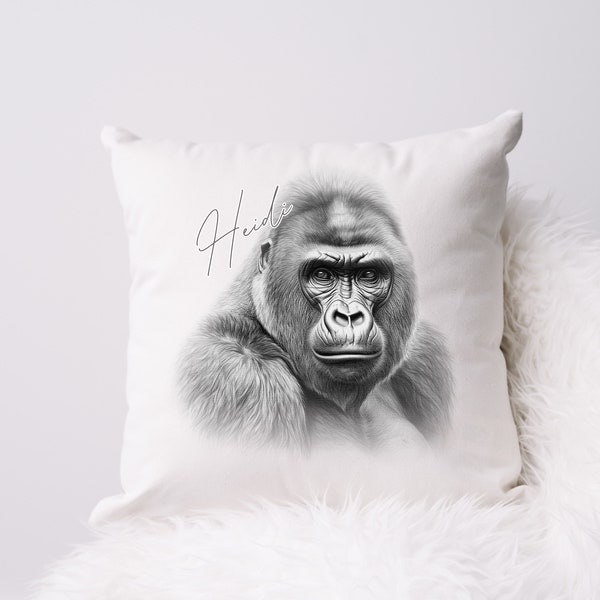 Sketched Gorilla Cushion - A Stunning Gift for Her, Ideal for celebrating fathers day, and a Treasured Keepsake for Gorilla Lovers