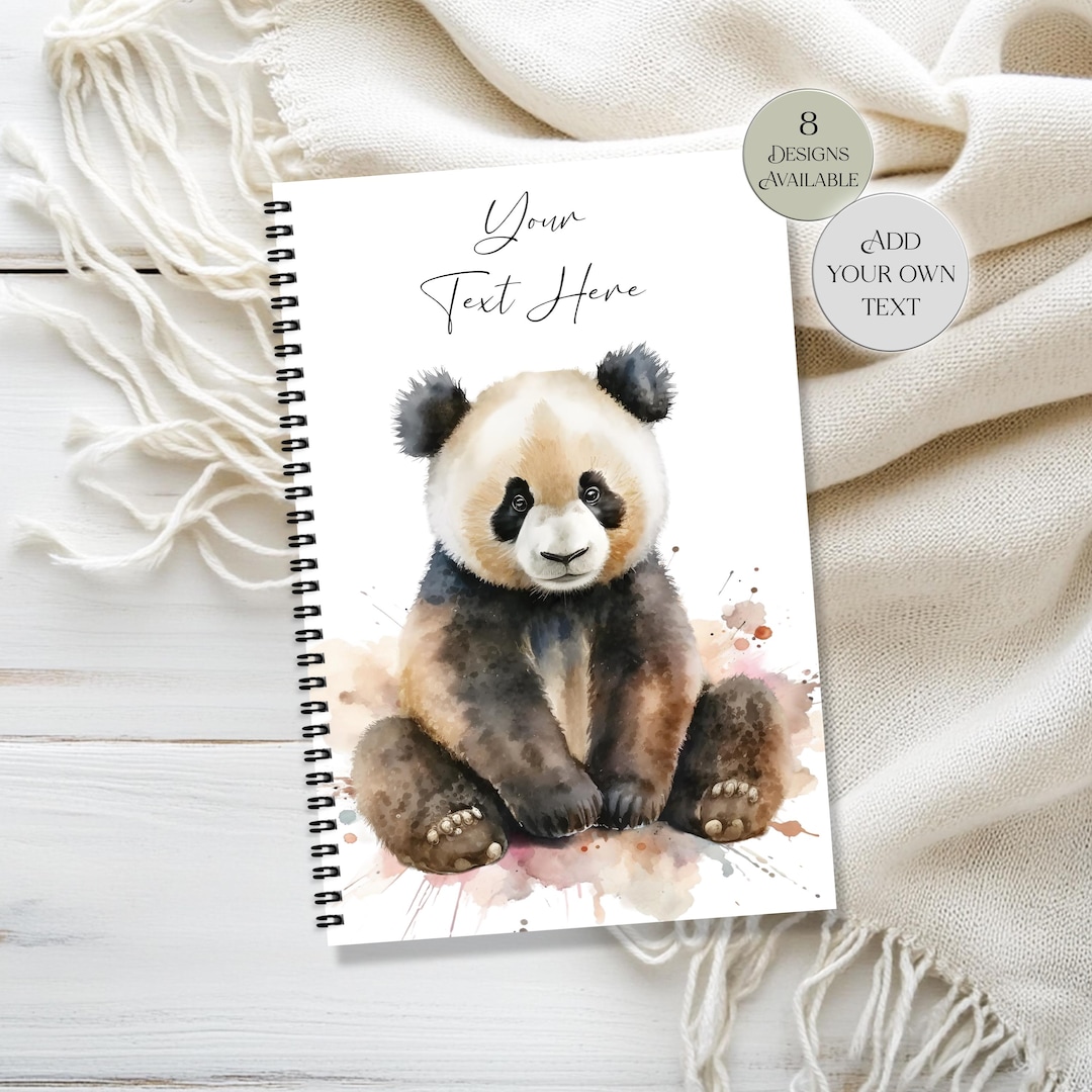 Personalised Panda Bear Notebook – Panda Journal – Custom Name Notepad ...