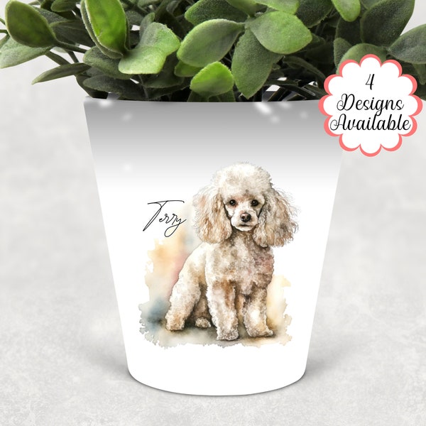 Pot de plantes imprimé caniche, pot à stylos pour chiens / porte-pinceaux de maquillage - Le cadeau parfait pour les amateurs de caniches et les passionnés de chiens