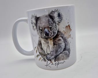 コアラ　メモリーセット パーソナライズされたコアラのマグカップとコースターセット - 水彩画