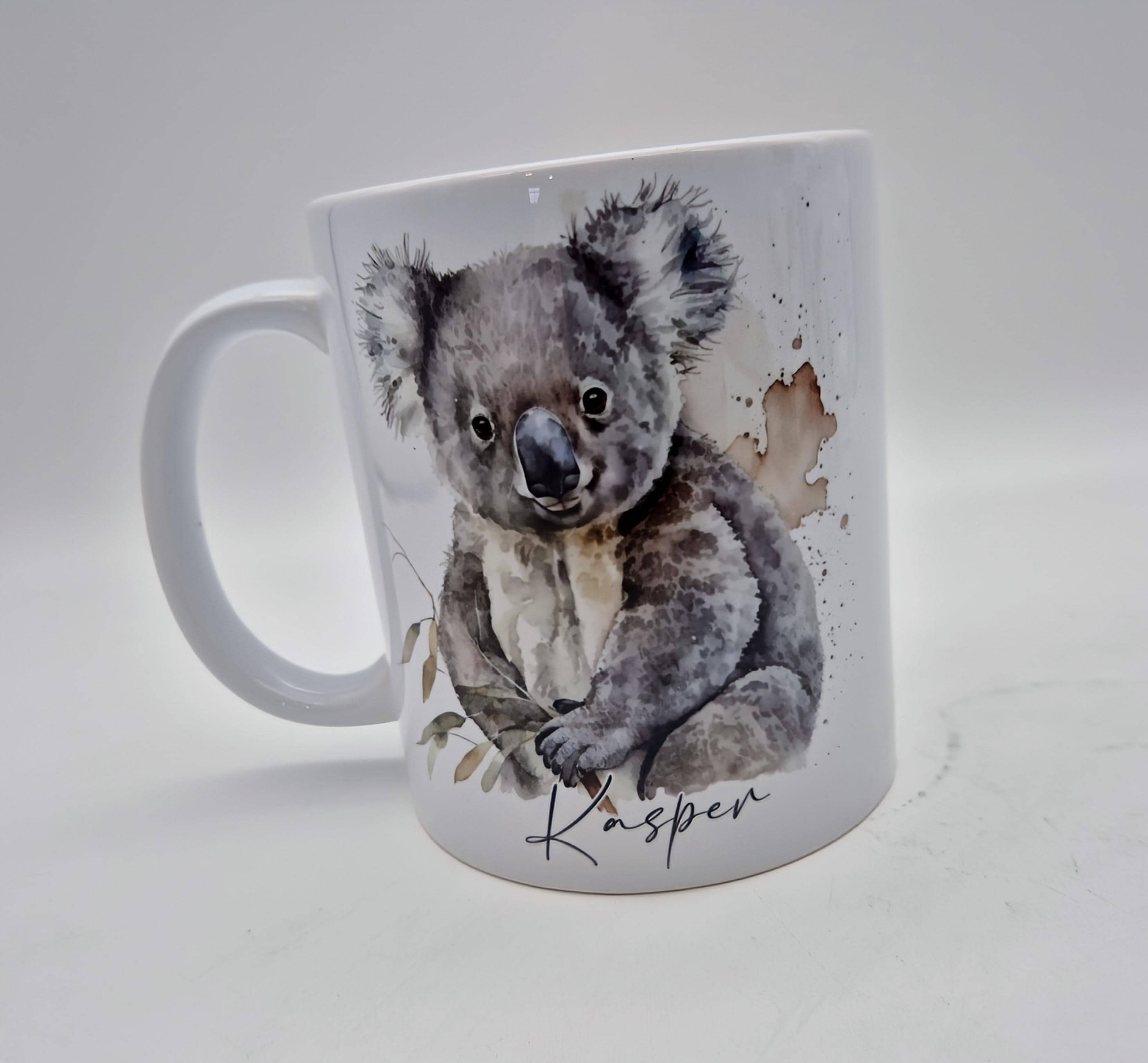 パーソナライズされたコアラのマグカップとコースターセット - 水彩画