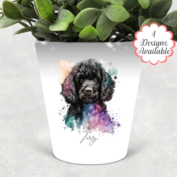 Black poodle Printed Plant Pot, Dog Pen Pot / Makeup Brushes Holder - The Perfect Gift for Poodle Lovers