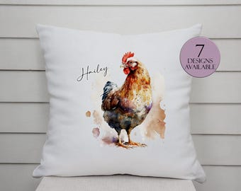 Personalised Chicken Cushion - Custom Farmhouse Decor, Gift for Chicken Lovers, Unique Throw Pillow