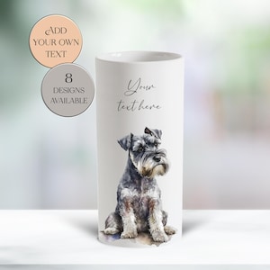 Watercolour Schnauzer Ceramic Vase/Flower Pot with Custom Text - The Perfect Gift for Schnauzer Lovers, Memorial Gift