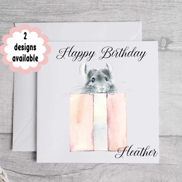 Cute Chinchilla mum Birthday / Greetings card, EDITABLE TEXT, 2 designs available.