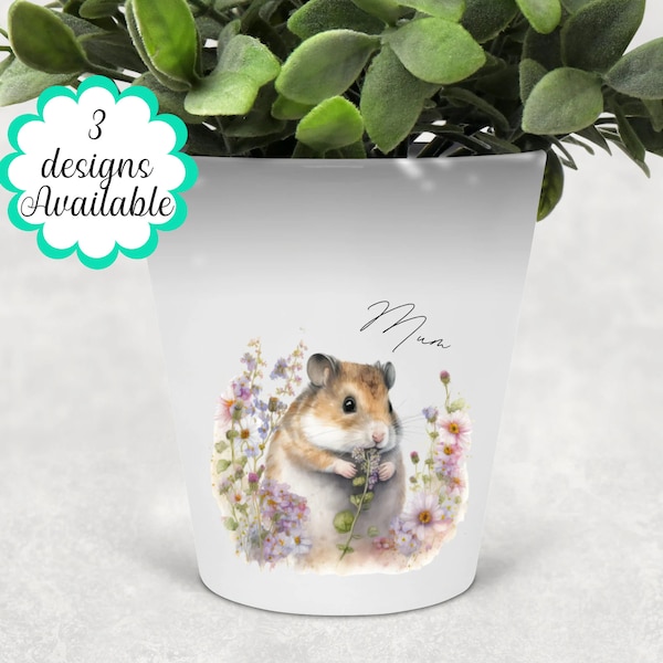 Watercolour Hamster Plant Pot / Pen pot/ Makeup Pot with Custom Name - The Perfect Gift for Hamster Lovers