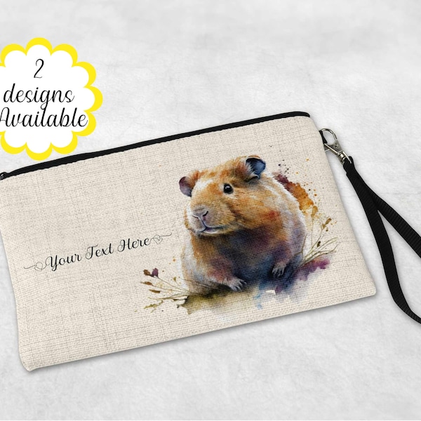 Personalised Guinea Pig Makeup Bag with Strap - Versatile Cosmetic Pouch and Travel Gift - Large Pencil Case or Zip Pouch, for her.