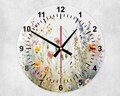 Beautiful glass watercolour wild flower clock, house clock. Floral home décor.