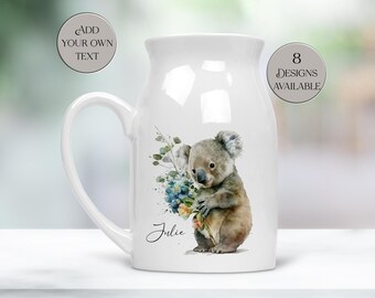Aquarell Koala Bär Milchkännchen / personalisierte Blumenvase - Für Mütter, Freundinnen, Großmütter, Bauernhaus Dekor
