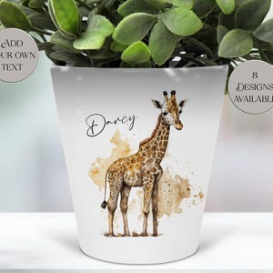 Personalised Giraffe Plant Pot | Custom Pen Holder | Makeup Brush Organizer |Giraffe Decor