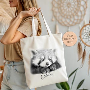 Personalised Red Panda Tote Bag | Eco-Friendly, Custom Animal Tote | Gift for Red Panda Lovers | Sustainable Shopping Bag