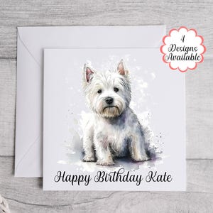 Carte d'anniversaire personnalisée des West Highlands - texte modifiable, carte de voeux pour chien, cadeau d'anniversaire Westie.