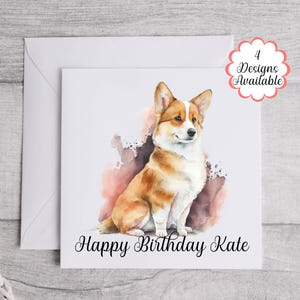 Carte d'anniversaire Welsh Corgi - Texte modifiable, carte de voeux personnalisée pour chien, cadeau Corgi pour les amoureux des chiens