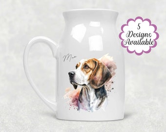 Personalised Beagle Milk Jug / Flower Vase - A Charming Gift for Beagle Lovers and Her, a Versatile Jug