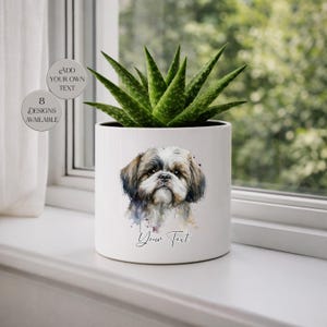 Personalisierte Shih Tzu Blumentopf | Hundeliebhaber Geschenk | Sukkulenten Pflanzer | Haustier-Memorial-Geschenk