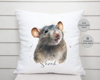 Personalised Rat Cushion with Name | Home Décor Keepsake | Pet Portrait Pillow