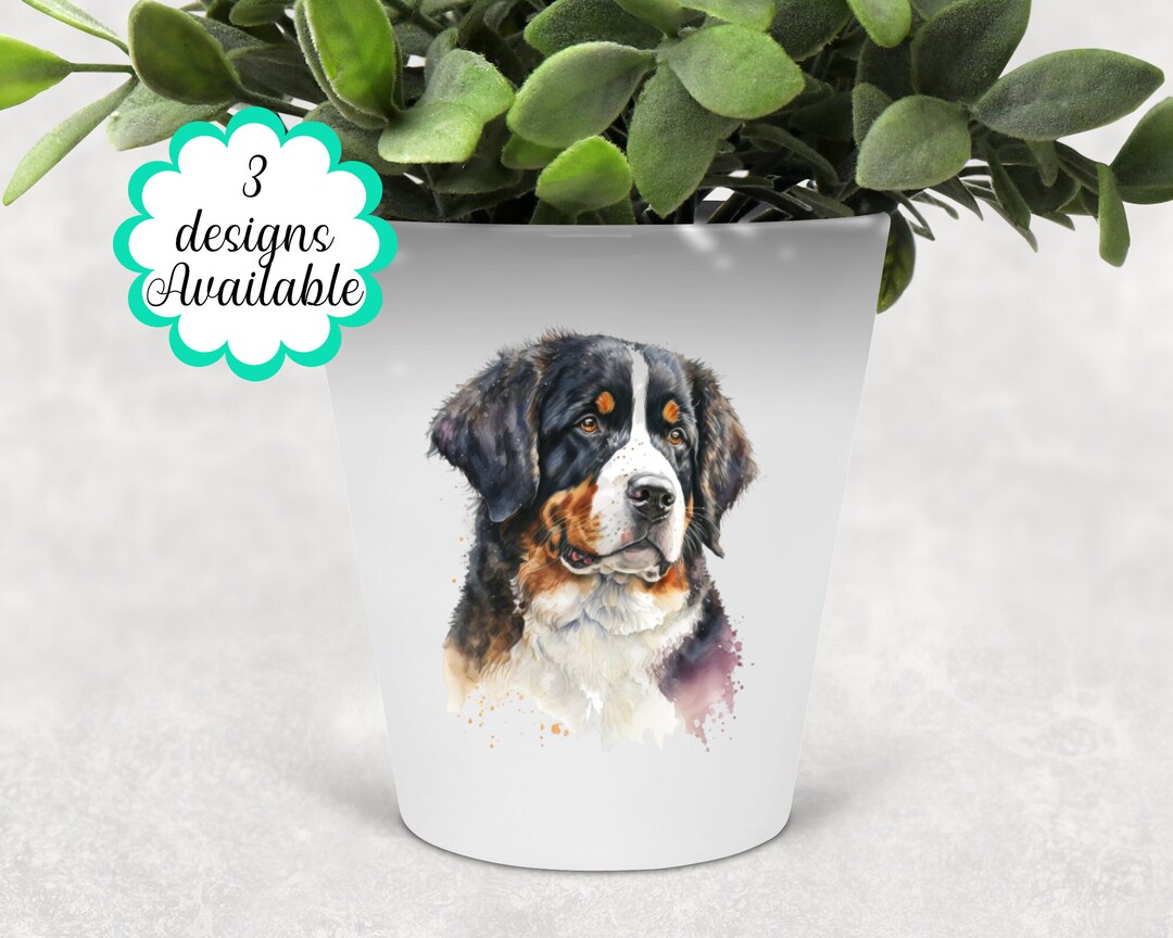 Watercolour Bernese Mountain Dog Plant Pot, Pen Pot / Makeup Brushes