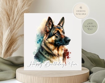 German Shepherd Birthday Card – Editable Text | Personalized Dog Greetings Card | Gift for German Shepherd Lovers