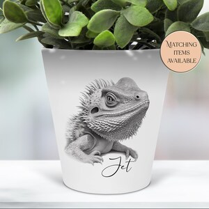 Personalised Bearded Dragon Plant Pot, Pen Pot / Makeup Brushes Holder – A Unique Gift for Bearded Dragon Lovers – Pet Memorial gift