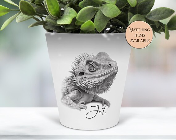 スナフジタ トカゲと植物 皿 パーソナライズされたフトアゴヒゲトカゲの植木鉢、ペン立て/メイク