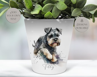 Personalised Schnauzer Plant Pot - Dog Pen / Makeup Brushes Holder - Pet Memorial Kepsake