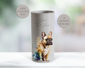 Personalized Watercolour French Bulldog Ceramic Vase/Flower Pot - Custom Text Plant Pot - Unique Gift for French Bulldog Lovers