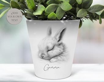 Personalised Bunny Rabbit Plant Pot |  Planter / Pen Holder / Makeup Brush Organizer | Memorial Gift