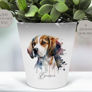 Personalised Beagle Plant Pot | Dog Pen Holder or Makeup Brush Container | Custom Dog Memorial Keepsake