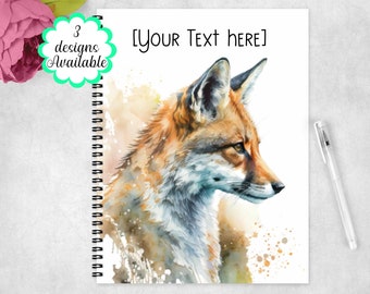 Personalised fox notebook, Gift for fox lover, fox notepad, Watercolour animal notebook, Fox stationary, diary/journal. Teacher's gift