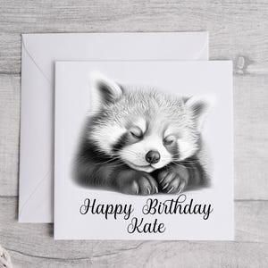 Red Panda Birthday Card | Editable Text | Personalised Greetings Card | Cute Red Panda Gift