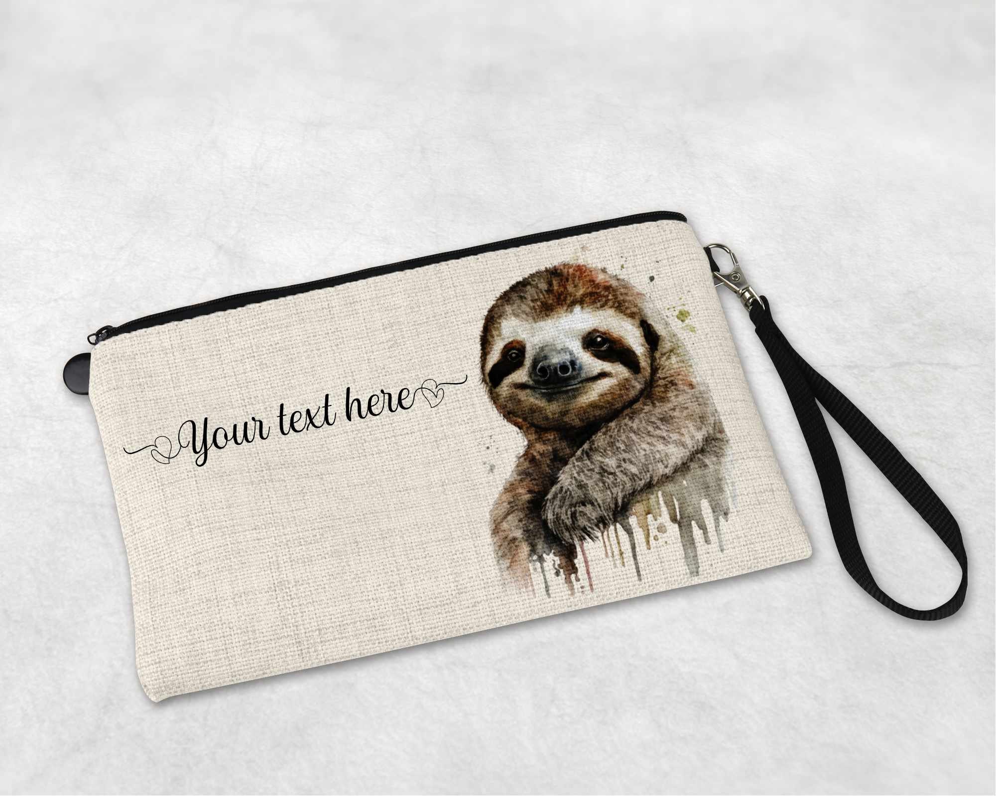 Personalised Sloth Linen Makeup Bag With Strap Versatile Cosmetic Pouch and Travel Gift Large Pencil Case or Zip Pouch for Her. Etsy UK