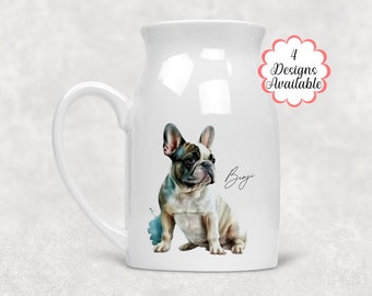 Watercolour French bulldog Milk Jug / Flower Vase - Personalised Gift for French Bulldog Lovers / Mums - Delightful Bulldog Home Décor