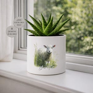 Personalised Lamb Plant Pot - Sheep Flower Pot | Farm Animal Planter | Succulent Gift