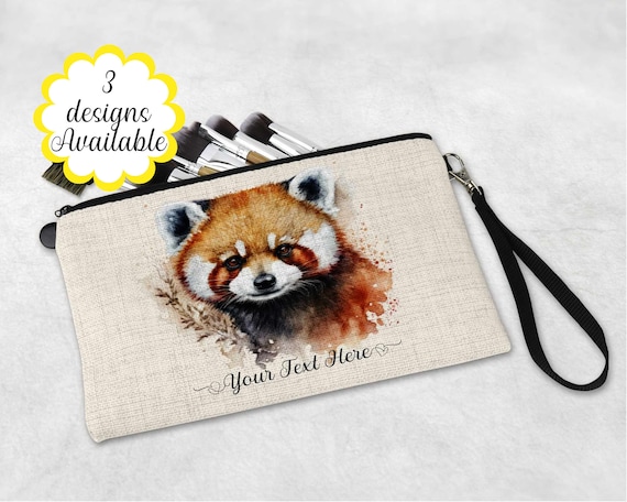 Personalised Red Panda Linen Makeup Bag With Strap Versatile Cosmetic Pouch and Gift for Her Large Pencil Case or Zip Pouch for Travel Etsy Canada