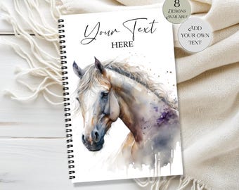 Personalised Horse Notebook | Custom Spiral Journal | Horse Notepad | Equestrian Gift | Custom Text Journal | Horse Lover Stationery