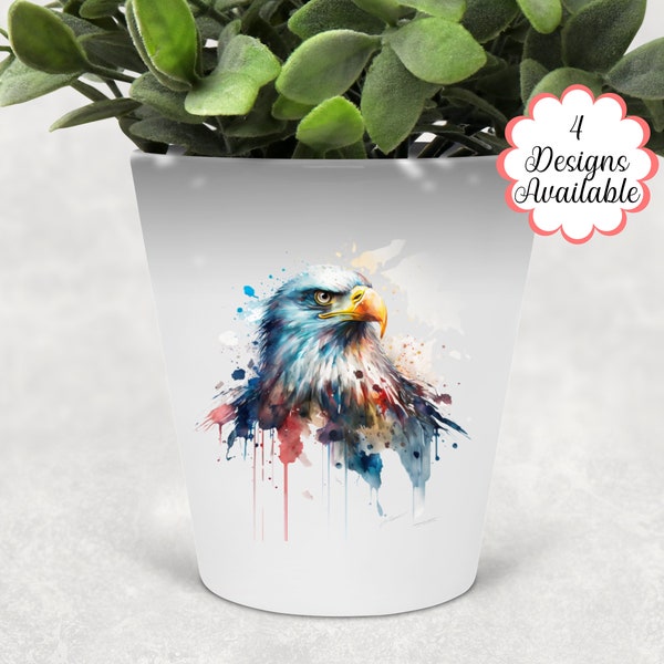 Watercolour Eagle Plant Pot / Pen pot/ Makeup Pot with Custom Name - The Perfect Gift for Eagle Lovers