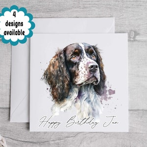 Carte d'anniversaire Springer Spaniel - Texte modifiable, carte de voeux personnalisée pour chien, cadeau Springer pour les amoureux des chiens