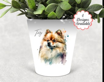 Pot de plantes imprimé de Poméranie, pot de stylo pour chien / porte-pinceaux de maquillage - Le cadeau parfait pour les amoureux de Poméranie