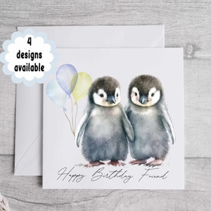 Cute Penguin Birthday Card – Gift for Mum, Friend, Her – Penguin Lover – Anniversary / Wedding / Greeting Card