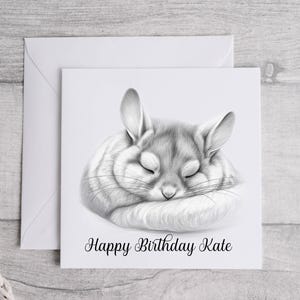 Belle carte d'anniversaire esquissée pour chinchilla | Carte de voeux | Cadeau pour maman, elle ou un ami