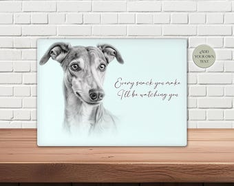 Personalised Greyhound Glass Chopping Board – Cheese Board – Housewarming – Kitchenware – Greyhound Gift – Gift for Her