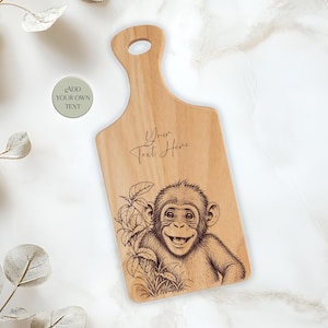 Personalised Monkey Chopping Board | Monkey Lover Gift | Engraved Cutting Board | Housewarming Gift