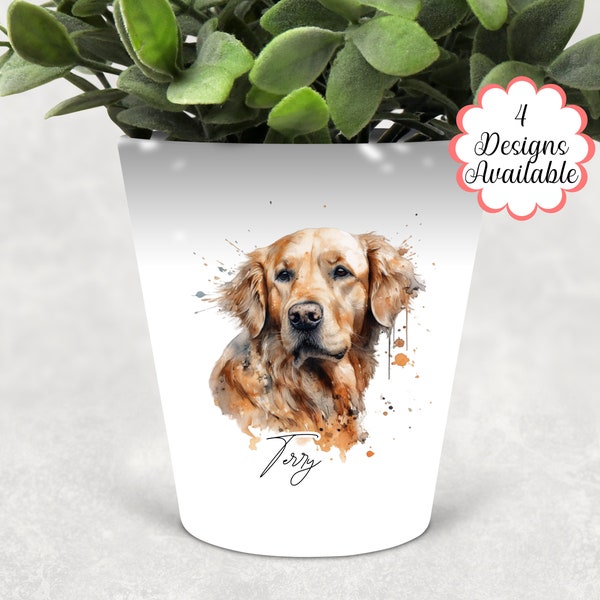 Pot de plante imprimé Golden Retriever, pot pour stylos pour chien/porte pinceaux de maquillage - Le cadeau parfait pour les amateurs de Golden Retirver et les passionnés de chiens