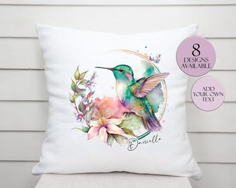 Personalised Hummingbird Cushion - Custom Name Pillow - Hummingbird Gift - Bird Lover Cushion