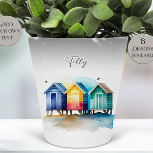 Ceramic Beach Hut Plant Pot –  Pen Storage, Makeup Brush Organizer - Coastal Home Décor -