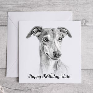 Carte d'anniversaire lévrier - Texte modifiable | Carte de voeux personnalisée pour chien | Cadeau pour amoureux des lévriers
